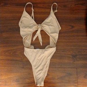Slightly Nude Open Front Cheeky One-piece